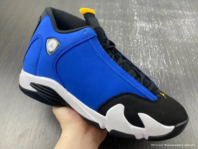 Official Maikesneakers 487471-407 Jordan 14 Retro Laney 0511
